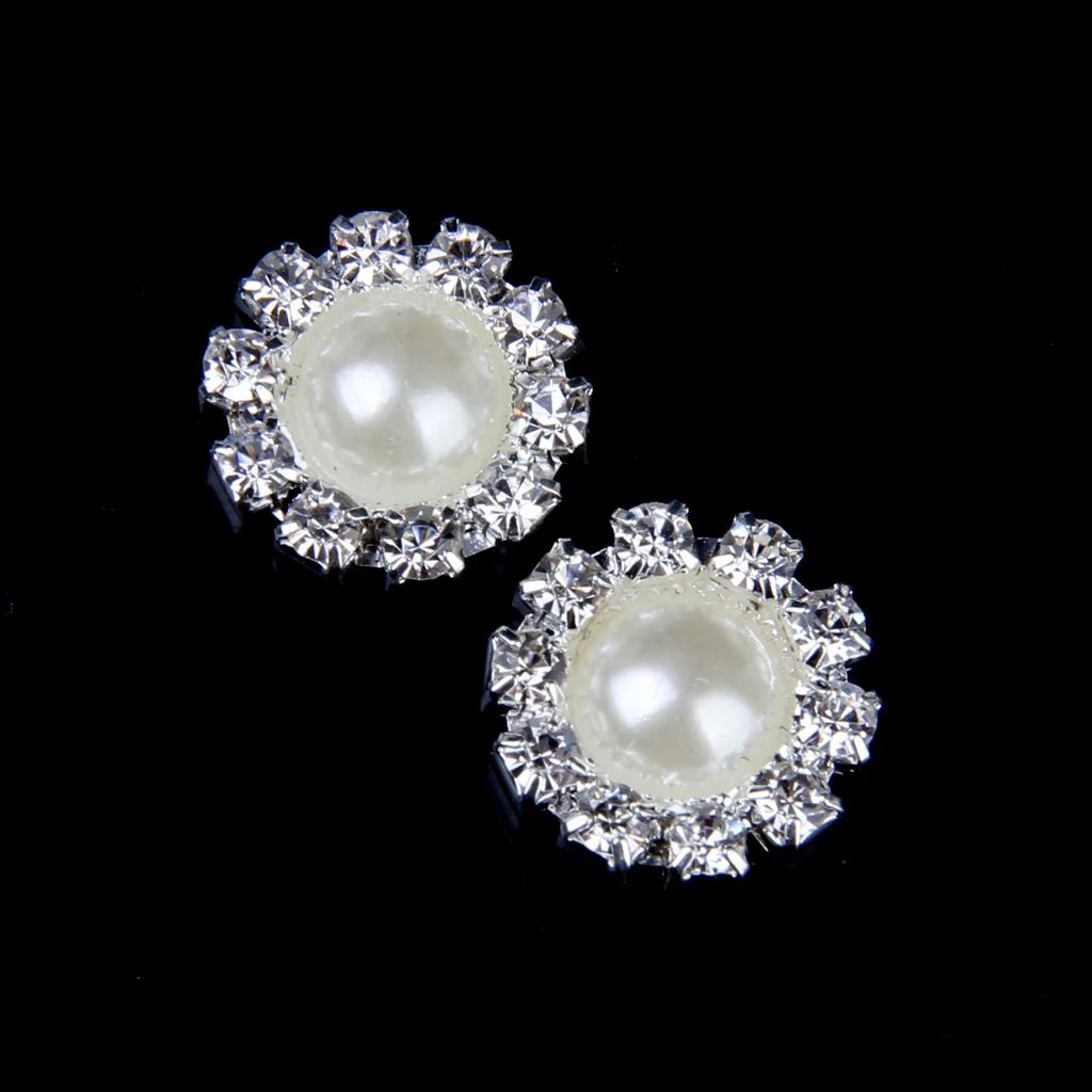 

10x Crystal Diamante Pearl Flatback Embellishment Craft Wedding Decor 14.5mm
