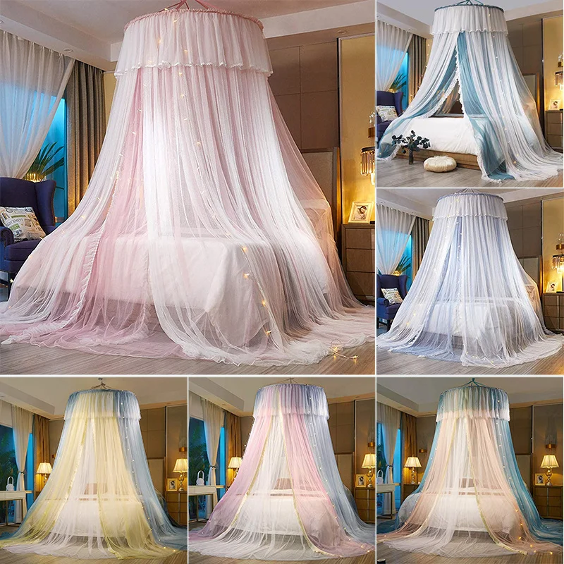 

High Quality Bed Canopy Fine Mash Mosquito Tent Round Bed Curtains Princess Bed Canopy Bedroom Decor Dome Mosquito Net for Bed