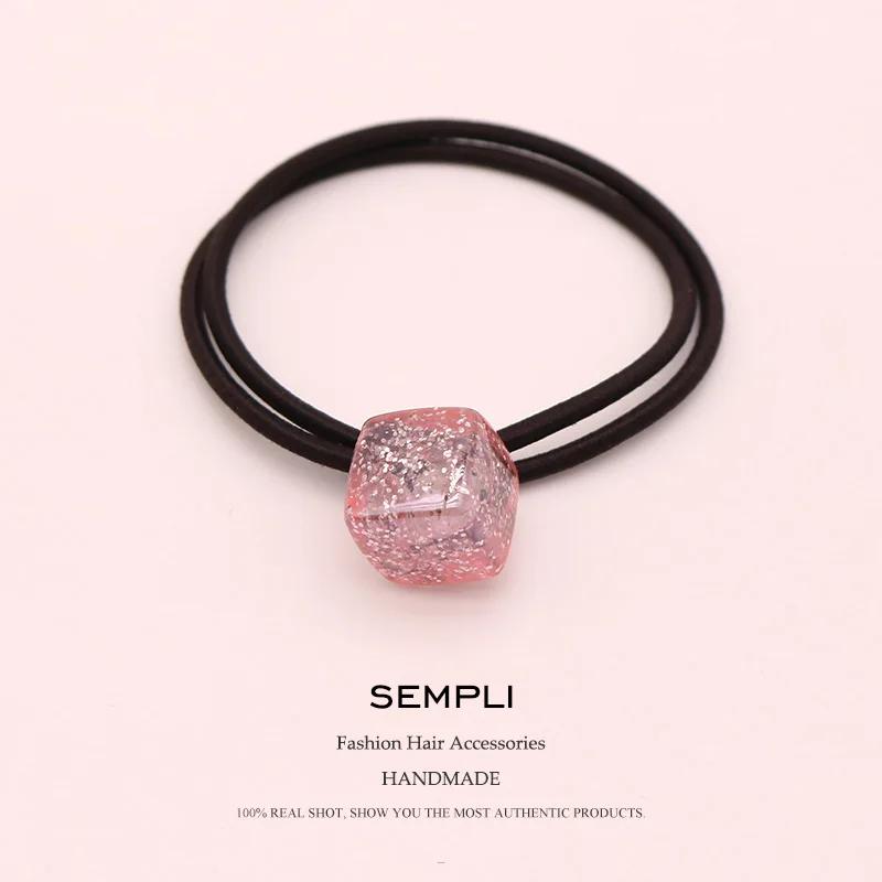 Эластичные резинки для волос Sempli яркого цвета с квадратным блеском женские в