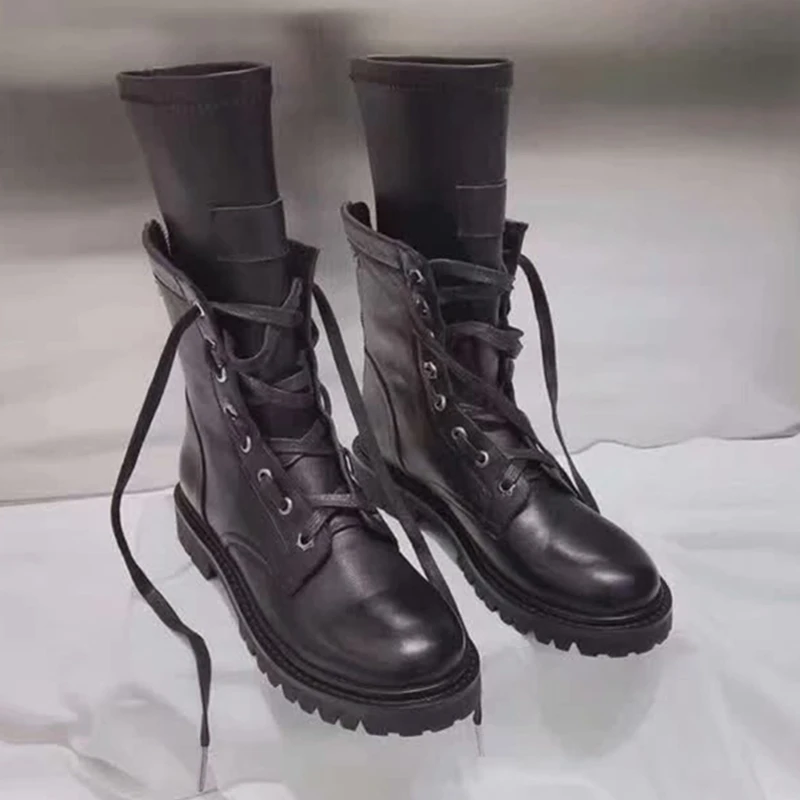 Женские ботильоны из натуральной кожи черного цвета модные полусапожки со