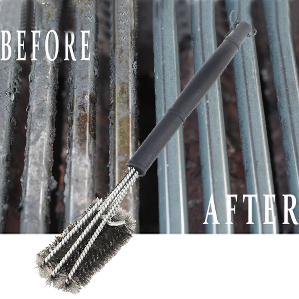 

Effortless Cleaning Tool Grill Brush BBQ,18" BBQ Grill Cleaning Brush - Stainless Steel Wire Bristles 3-In-1 Cleaning Brushes