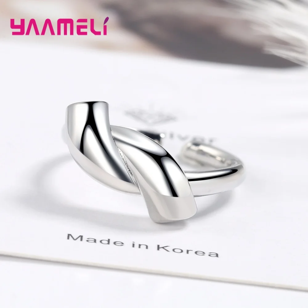 

Simple Open Twisted Smooth Adjustable Ring 925 Sterling Silver Infinity Finger Rings for Women Minimalist Open Rings Jewelry