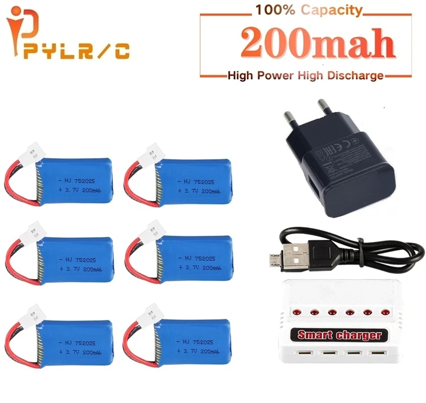 Аккумулятор LiPo для Syma X4 X11 X13 RC Drones 3 7 в 200 мАч + зарядное устройство 6 1 Запчасти