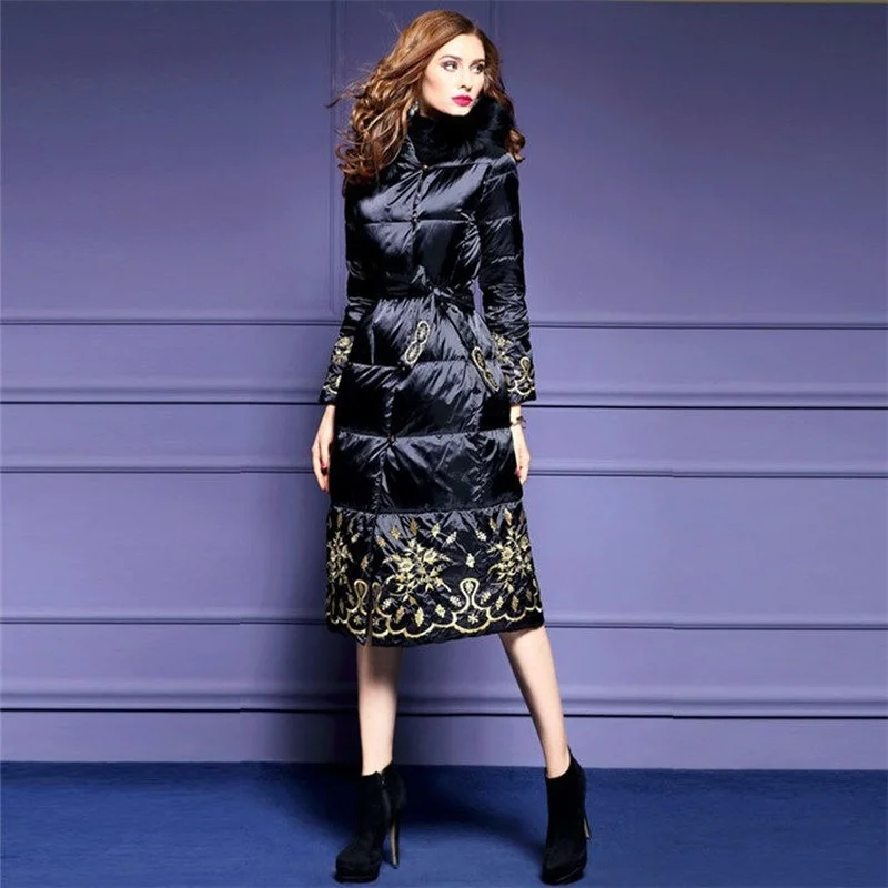 Зимняя пуховая куртка на хлопковом наполнителе женское плотное пальто с принтом