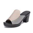 Женские нескользящие шлепанцы на высоком каблуке, открытый носок, закрытые тапочки на каблуке, снаружи