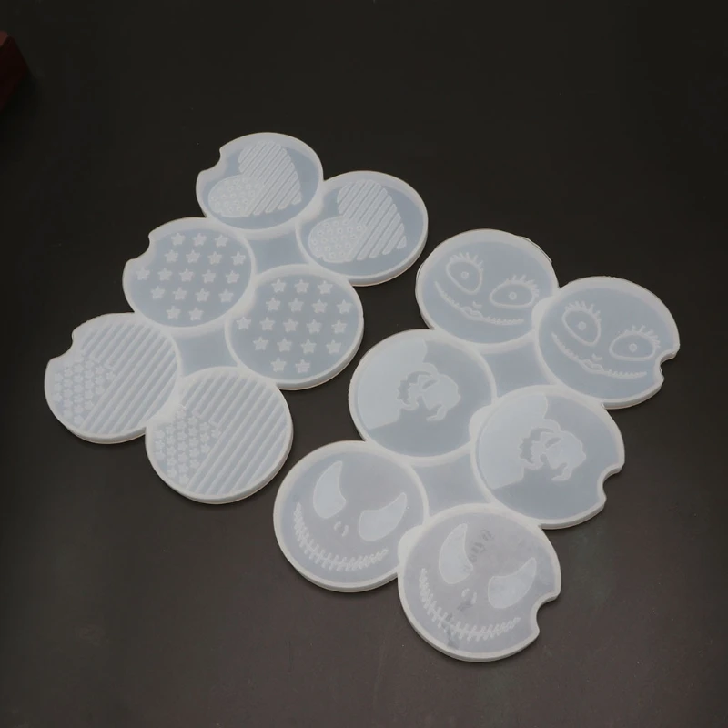 

2 Pcs Coaster Epoxy Resin Mold Table Cup Mat DIY Crafts Casting Silicone Mould X7YA