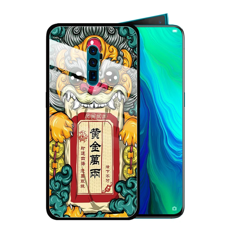 Чехол из закаленного стекла в китайском стиле God Ghost для OPPO Reno2 Z F Reno 10x zoom R17 R15 R11 Plus