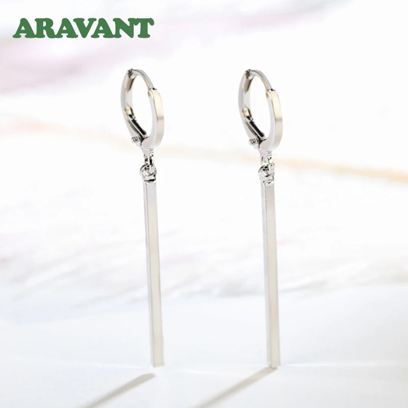 

925 Silver Long Line Drop Earring For Women Fashion Wedding Jewelry Gifts