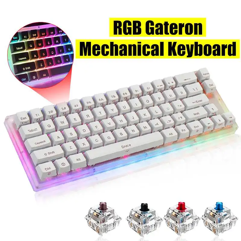 66Key клавиатура Tyce C Проводная RGB подсветка переключатель Gateron Механическая