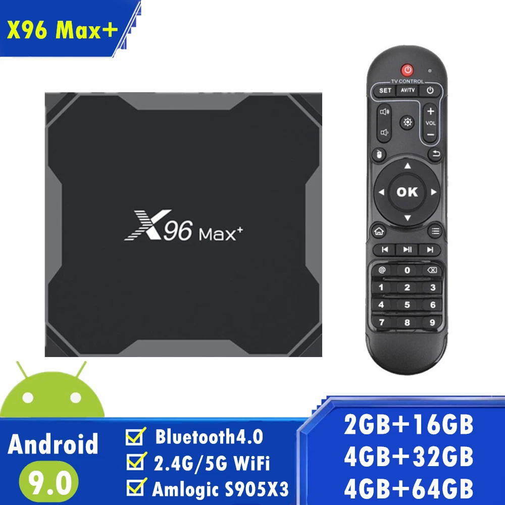 ТВ приставка X96 MAX Plus Android 9 0 Amlogic S905X3 четырехъядерный 8K smart TV BOX 2 4/5GWifi 4 Гб 64 ГБ 32