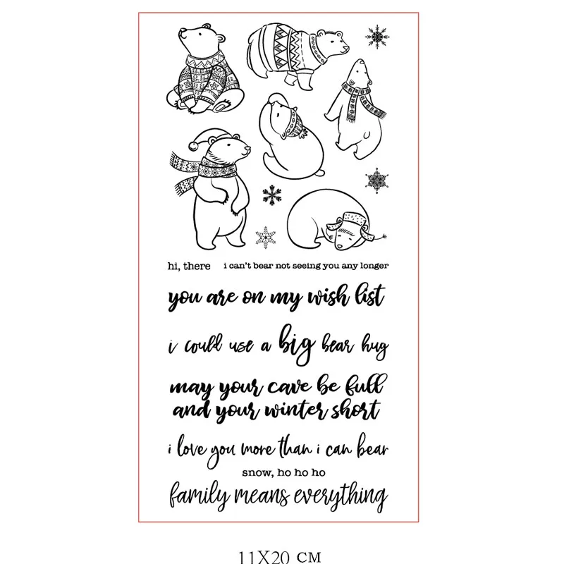 Прозрачные штампы с животными и белым медведем для скрапбукинга изготовления