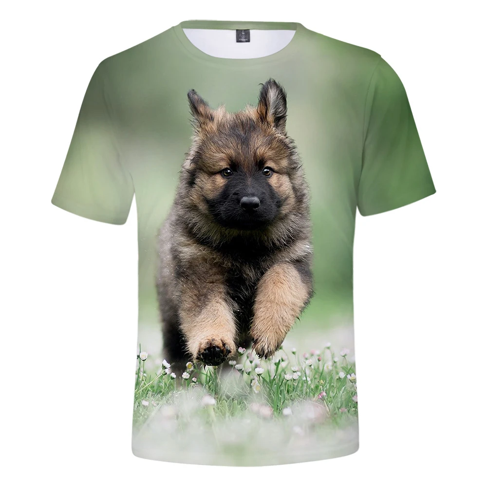 

T Shirt Personality 3d Print German Shepherd T Shirt Men / Women Cute Young Dog Clothes Summer Fashion German Shepherd T Shirt