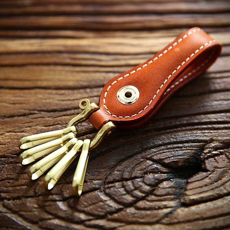 Мужской кошелек для ключей из 100% натуральной кожи винтажный держатель воловьей