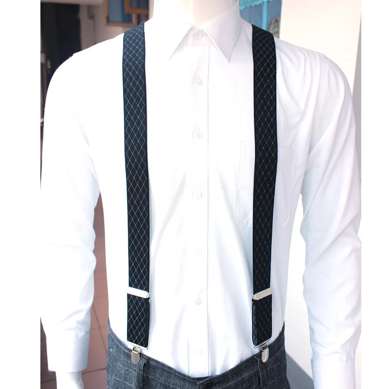 Модный большой мужской ремень для взрослых 4 зажима X type джентльменские подтяжки