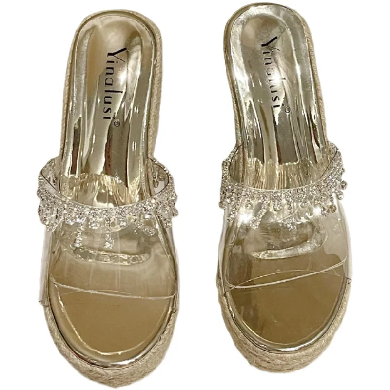 

Sexy Temperament Thick-Soled Super High-Heel Slippers Summer New Fashion Outer Wear Ladies Slippers