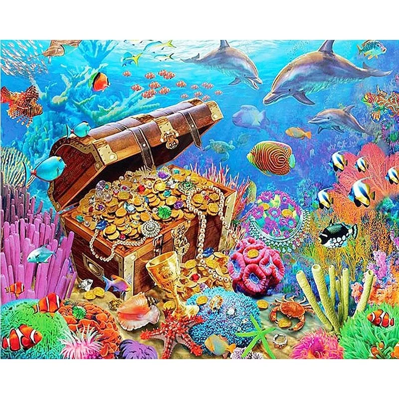 

5D DIY Full Square Round Resin Diamond Painting Submarine Treasure Cross Stitch Embroidery Mosaic New Arrival Home Decoration