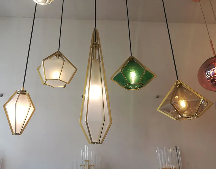 1 pc Glass Diamond pendant Light for Home Restaurant Bar lighting Green lamp wedding Mini E14 Led children lamp|Подвесные