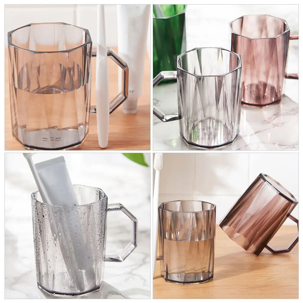 

2Pcs Toothbrush Cup with Handle Washing Cup Tooth Cleaning Water Cup