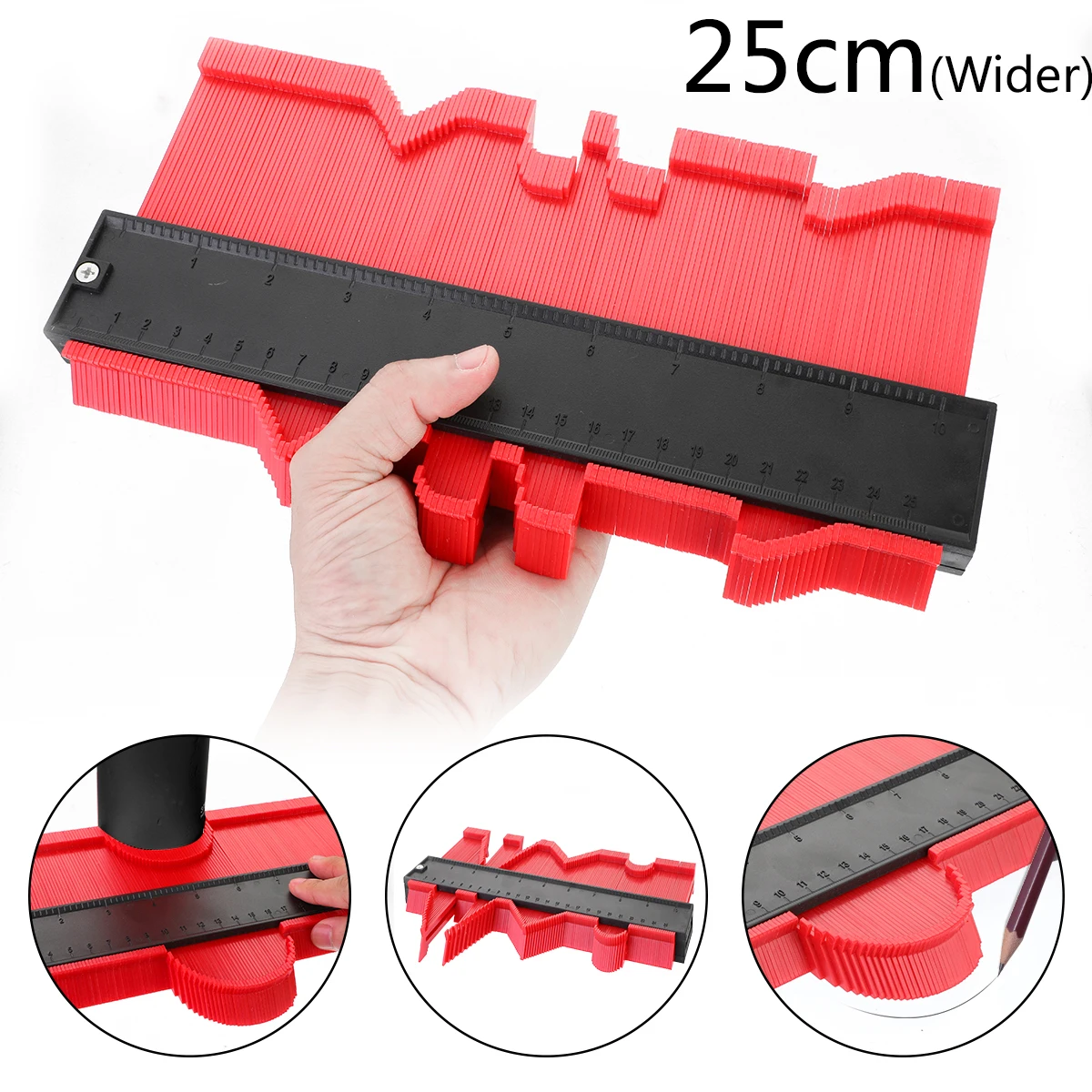 wider 25cm red 12/14/25/50 см контур профиль датчик Edge формирование измерить линейкой Пластик контур Дубликатор duplo для клеточку измерены в ненатянутом ламинат деревообрабатывающий инструмент - Цвет: wider 25cm red