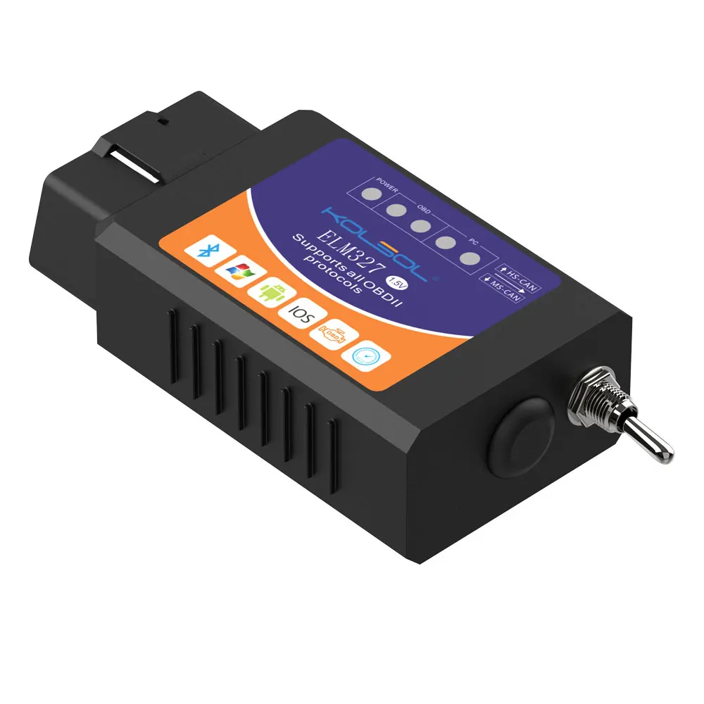 KOLSOL ELM327 Bluetooth OBD2 сканер V1.5 ELM327 с переключателем, модифицированным для Ford CH340+ 25K80 чип HS-CAN/MS-CAN