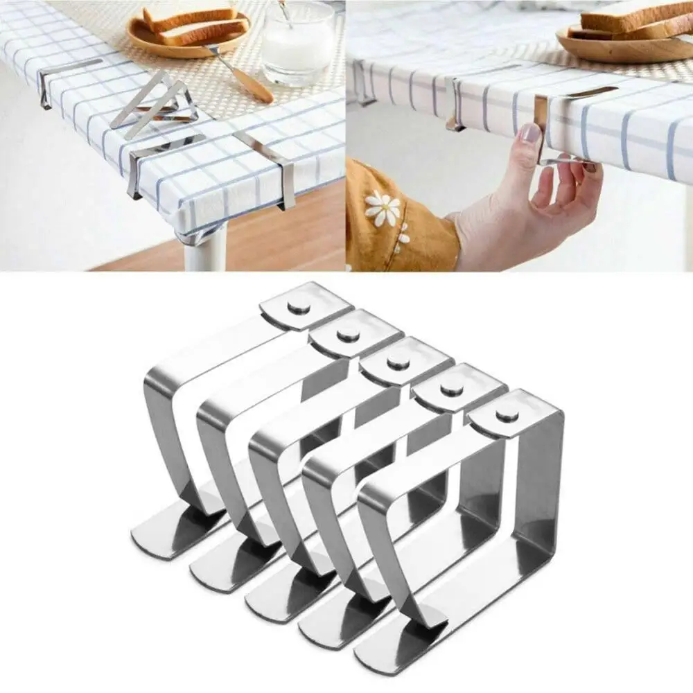 

50%HOT10Pcs Stainless Steel Tablecloth Clamps Wedding Hotel Table Cover Holder Clip