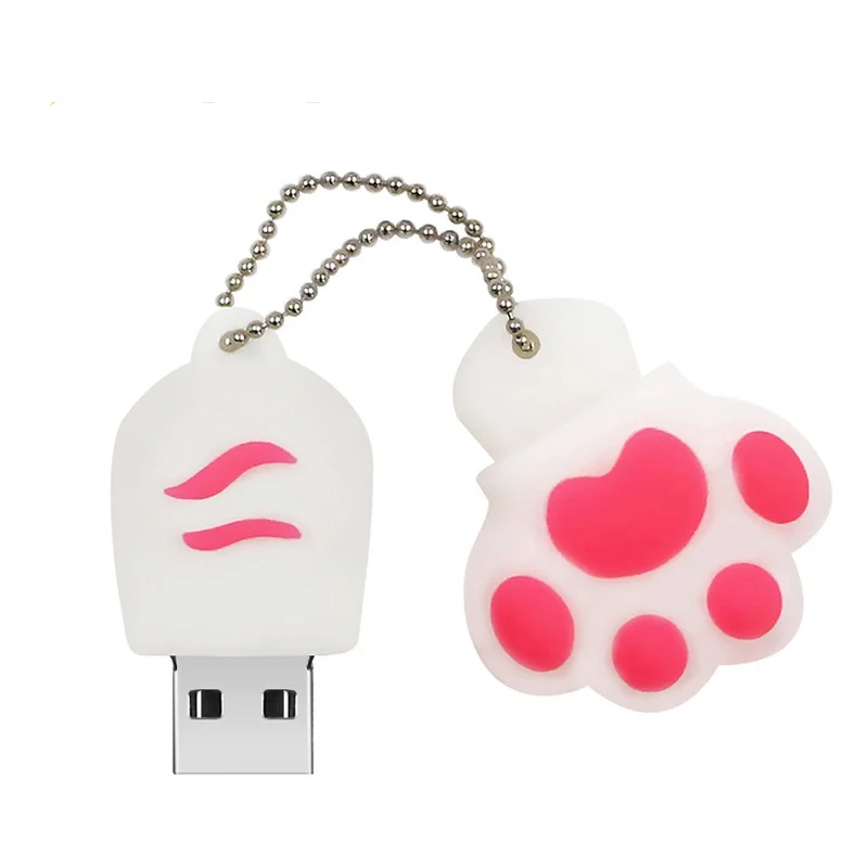 Белый Милый USB флеш-накопитель с когтями из мультфильмов, 4 ГБ, 8 ГБ, USB 2,0, 16 ГБ, флеш-накопитель, 32 ГБ, USB флеш-накопитель, 64 ГБ, 128 ГБ, с брелоком - Цвет: Белый