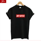 Забавная футболка с надписью hey bitch для женщин, японский Топ оверсайз с графикой для женщин 2020, kawaii, крутая уличная винтажная Женская футболка s