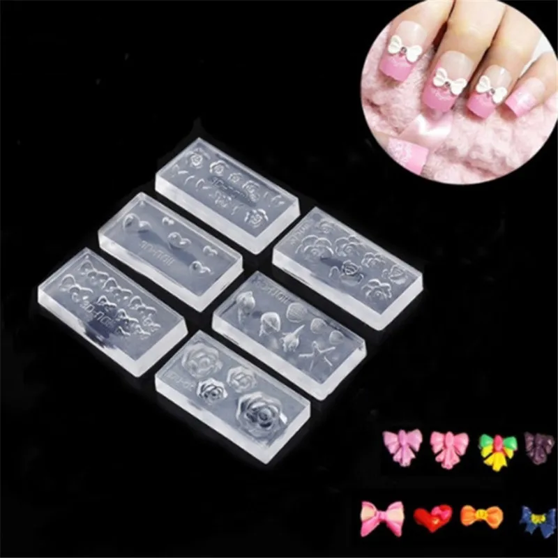 6 шт DIY силиконовые шаблоны для дизайна ногтей Новая мода 3D акриловая Форма