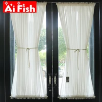 modern up and down fixed stretch rod white window screen voile tulle drapes solid glass door drapes multi purpose cortinas 35