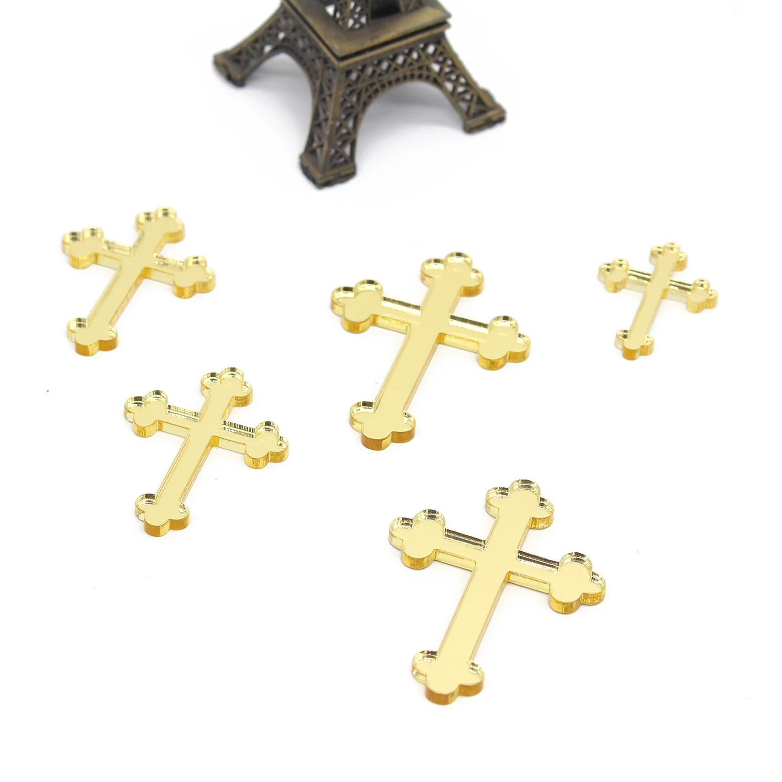 48 шт. лазерная резка Золотые Зеркальные кресты по индивидуальному заказу