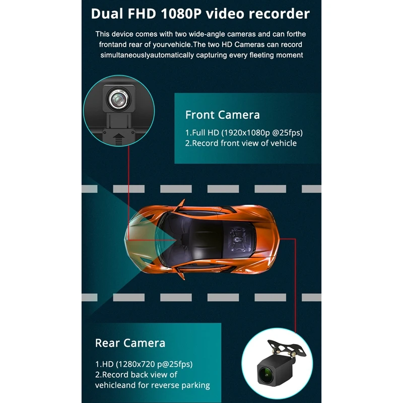 

Car Navigation 8Inch Full Contact IPS Screen 4G Reverse Image 1080 Driving Recorder with WiFi GPS ADAS Dual Lens Folding