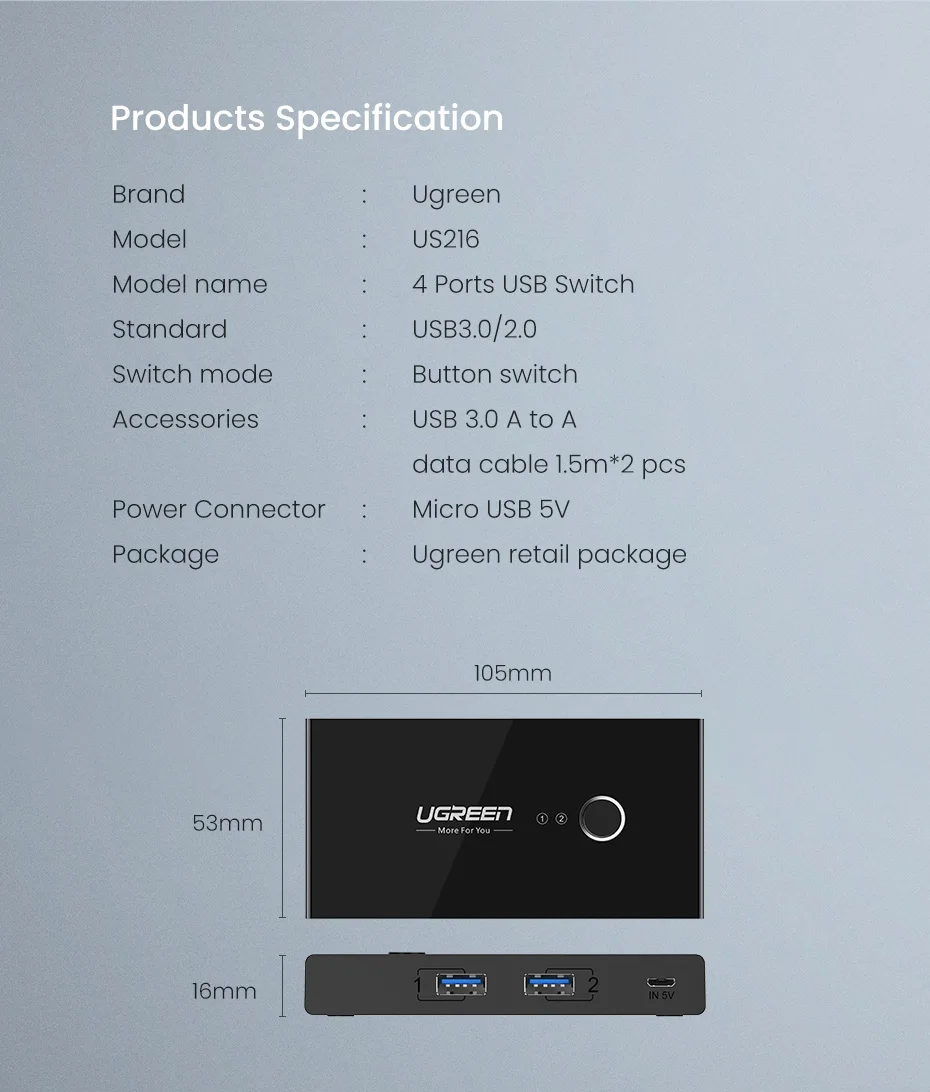 Ugreen KVM переключатель USB 3,0 2,0 USB Переключатель Селектор 2 порта ПК обмен 4 устройства для клавиатуры мышь Сканер Принтер Kvm переключатель