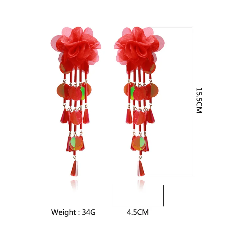

AE-CANFLY 2020 New Earrings Simple Green Flower Tassel Temperament Earrings for Women Long Crystal Pendant Earrings Jewelry Gift