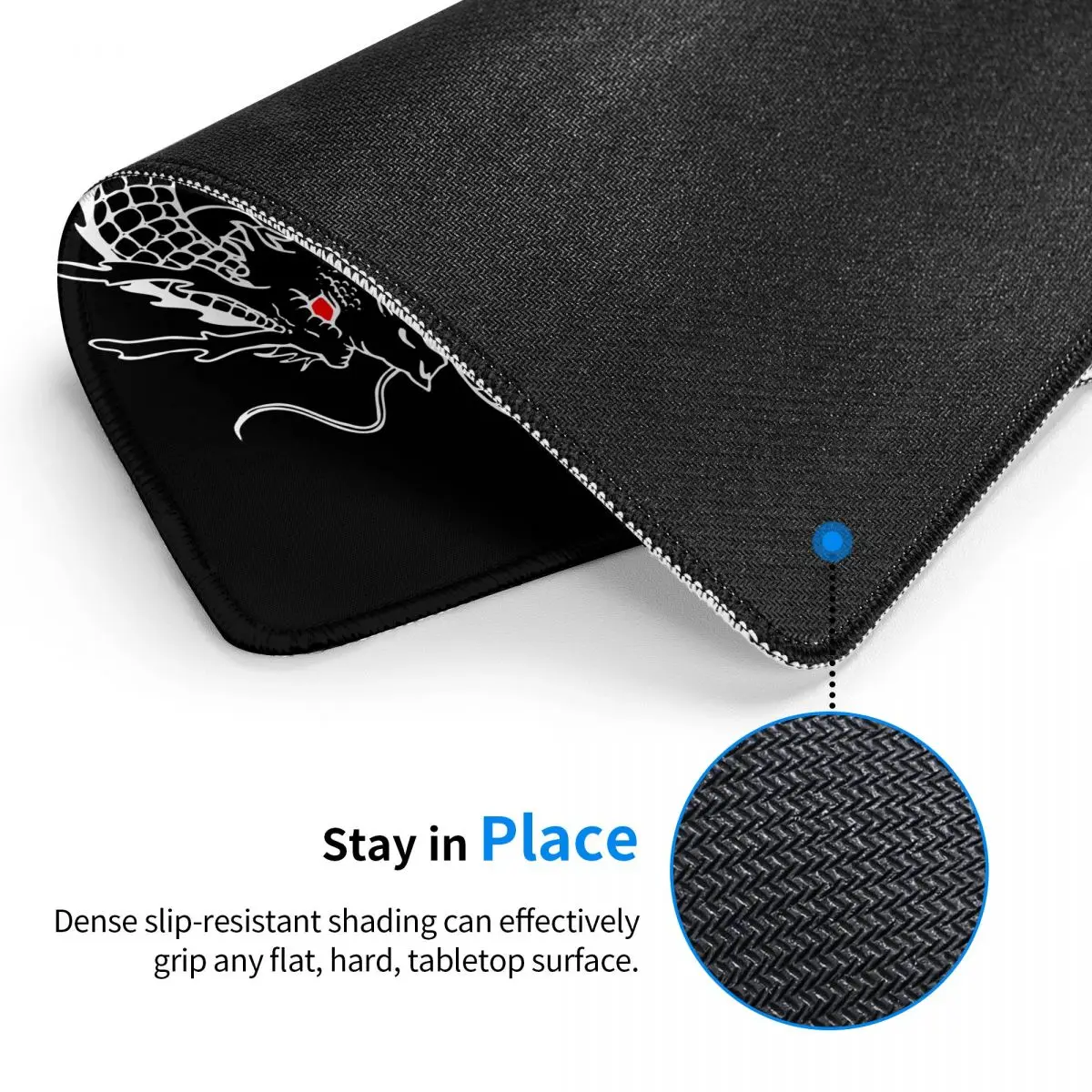 Белый коврик для мыши с изображением дракона и лапши забавный закругленными