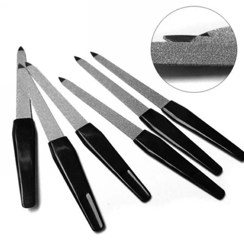 

5PCS/Set Metal Double-Sided Nail Files Black Handle Strong Edge Manicure Sharpening Nail Grooming Beauty Pedicure Nail Foot Care