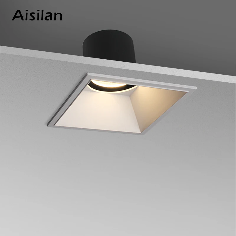 

Aisilan LED square embedded spotlights home villas Narrow Border lamp downlights ceiling openings ceiling lights CRI 93