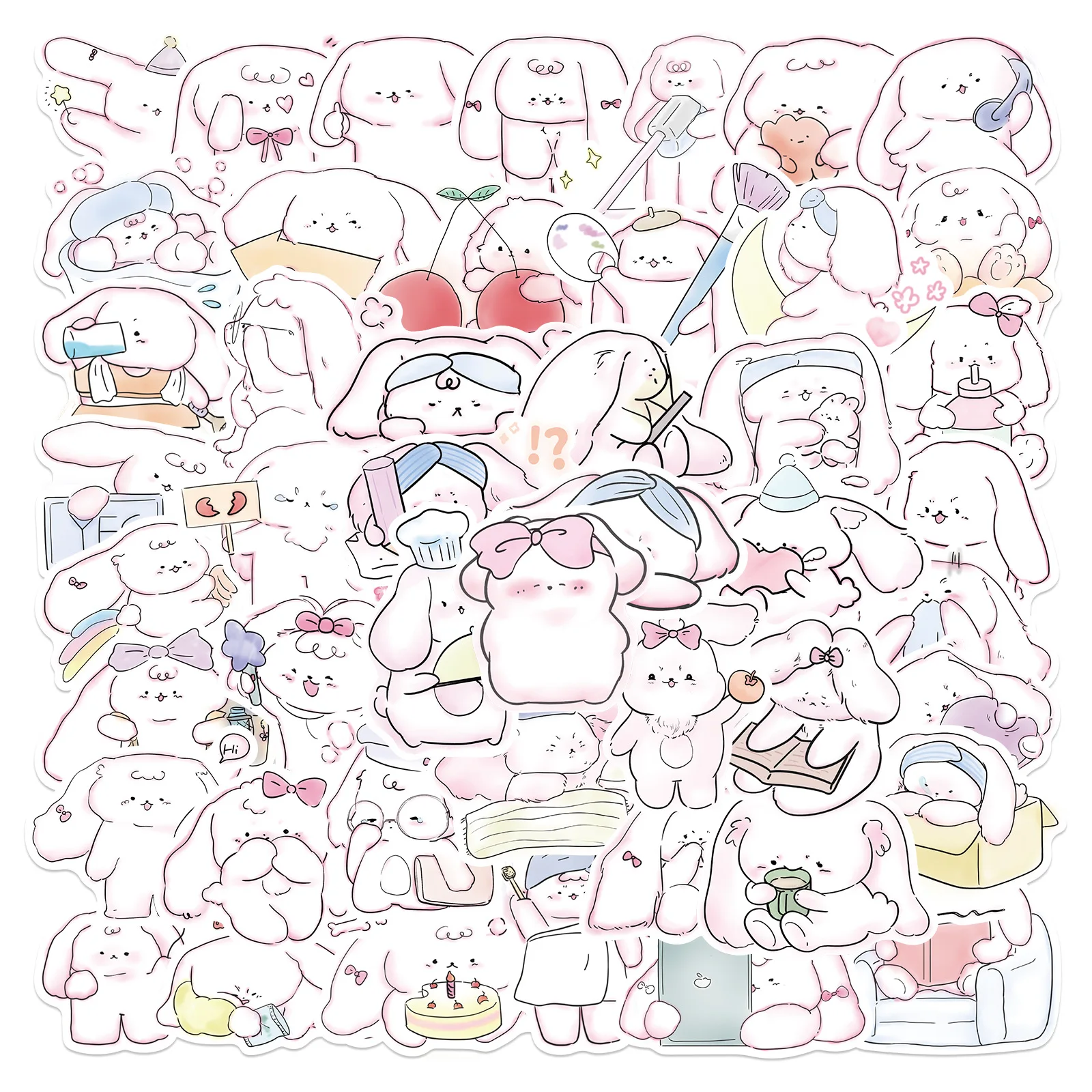 

50pcs New Kawaii Cute Rabbit Milky Stickers Decoration Vsco Graffiti Scrapbook Skateboard Journal Laptop Waterproof Stickers