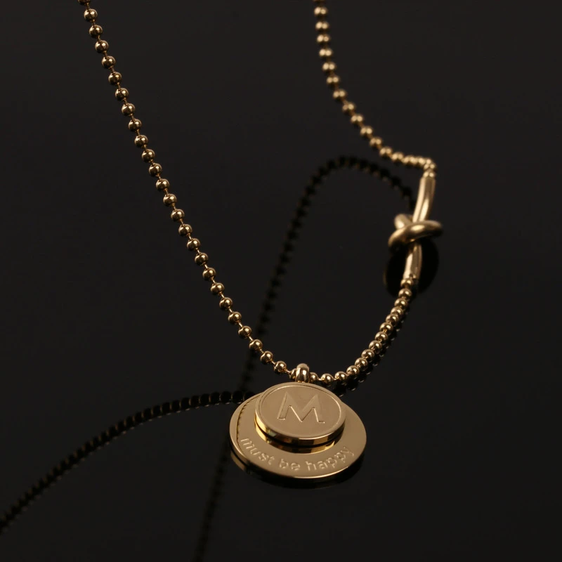 

TOSAKO Stainless Steel Necklace Titanium Gold Color Wedding Pendants For Women Round Letter Trend Jewelry