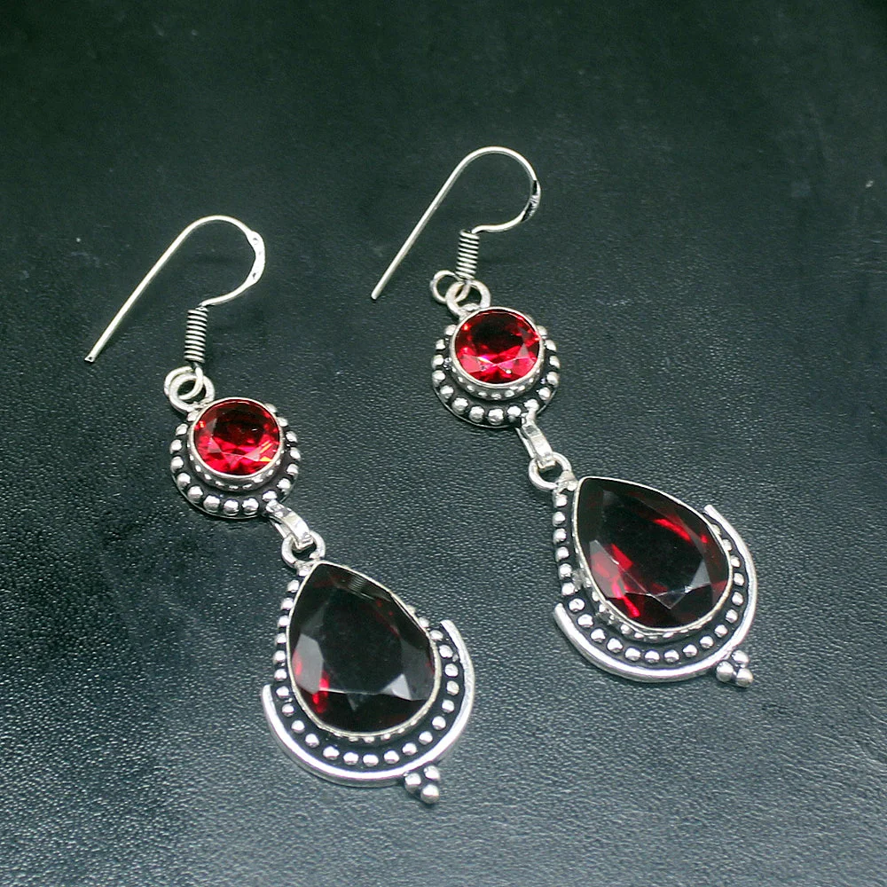

Gemstonefactory Big Promotion Unique 925 Silver Dashing Vintage Red Garnet Women Ladies Gifts Dangle Drop Earrings 20212346
