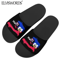 elviswords 2020 new fashion summer sandals red and blue haiti flag slippers women men casual home slip on footwear comfortable