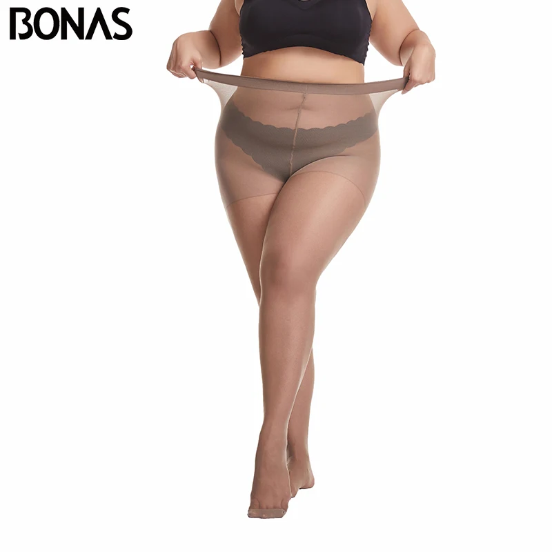 

BONAS 20D Ultra-thin Women Plus Size Tights Large Size 120kg Pantyhose Sexy Super Elastic Queen Size Nylon Pantyhose Female New