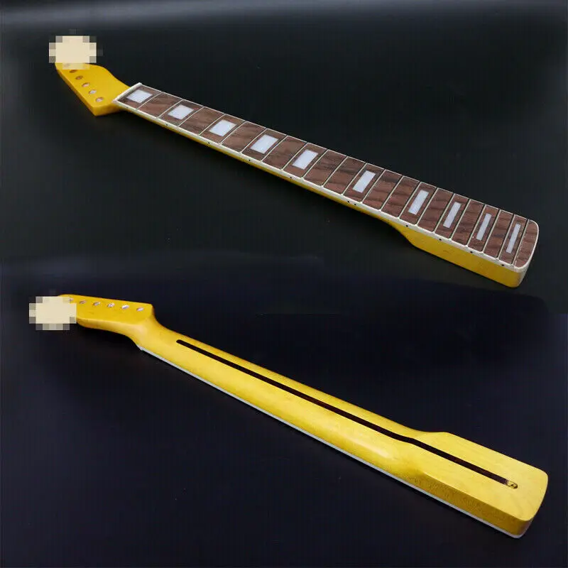 

Электрическая гитара с желтой краской, 21 лад, 25,5 дюйма, клен + палисандр без отделки, прямоугольная инкрустация # S