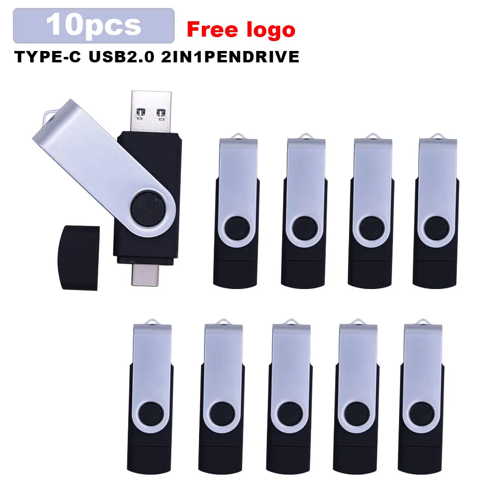 

10pcs/lot USB Flash Drive USB2.0 Personalize logo Type-C Pen Drive 16GB Pendrive 8GB 128GB 64GB 32GB USB Stick Memory Disk gift