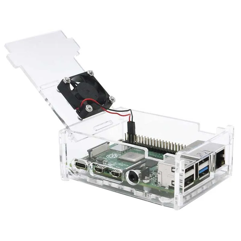Плата Raspberry Pi 4 Model B в комплекте с алюминиевым чехлом радиатором переключателем