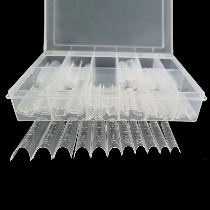 

120 шт./коркор. C изогнутая двойная система, полузакрывающая форма для ногтей, арочная форма, УФ-гель для ногтей, удлиненные накладные ногти