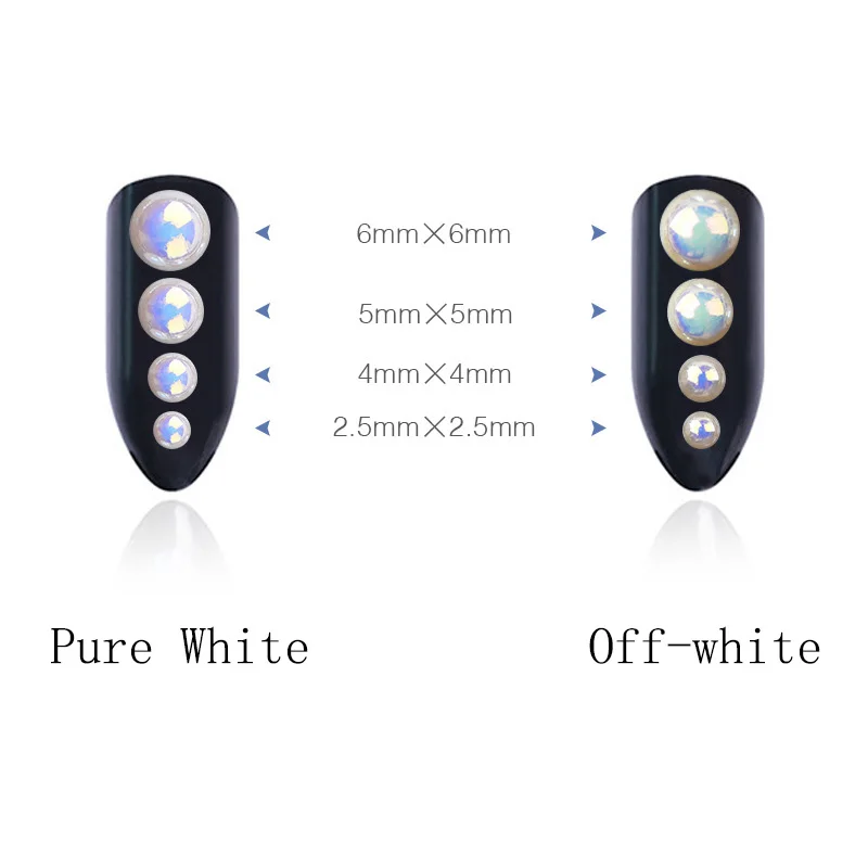 

12 Grids/Box Nail Art Decoration Different Size AB White Flat Pearl Mixed Turntable DIY Manicure Nail Art Accessories