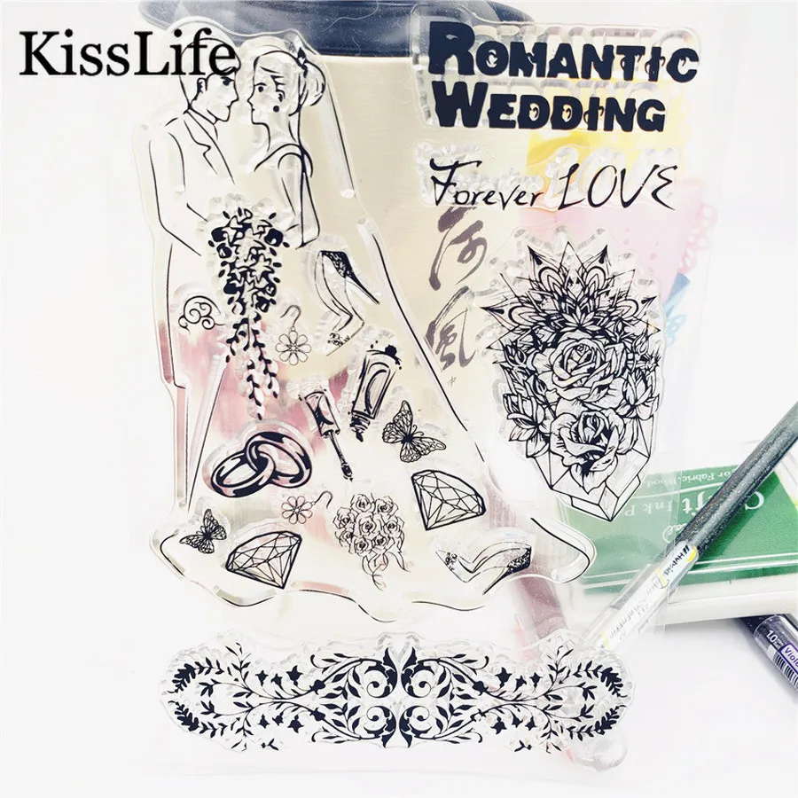 1 лист Романтических Свадебных букв жениха прозрачные резиновые штампы для