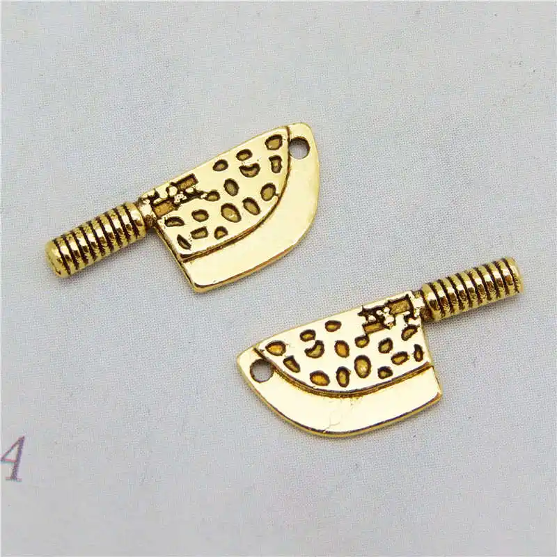 Julie Wang 40PCS Small Knife Charms Golden Antique Silver Color Kitchen Pendant Bracelet Alloy Jewelry Making Accessory | Украшения и