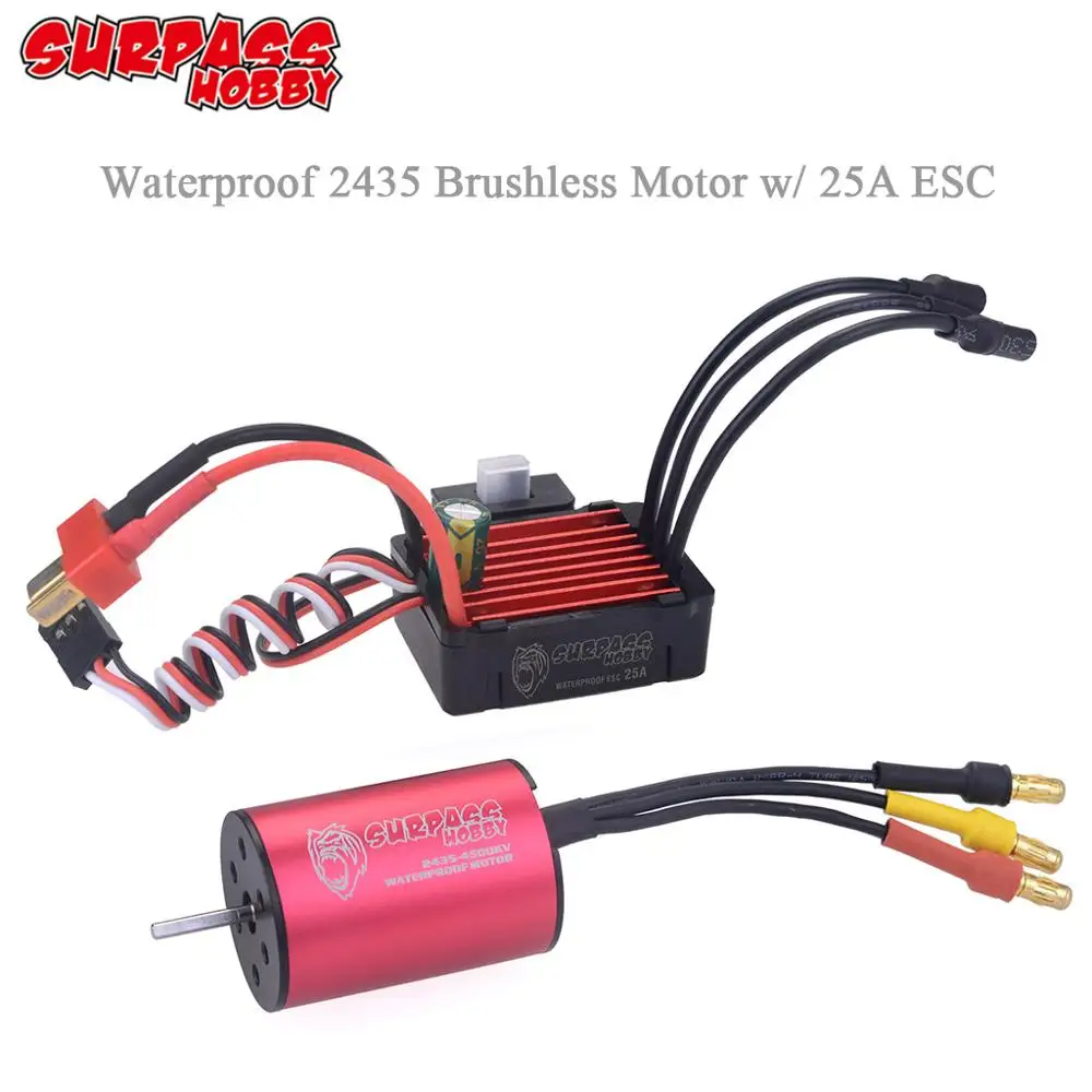 

SURPASSHOBBY 2435 3300кв 4500кв 4800кв Бесколлекторный двигатель с регулятором скорости 25A для 1:16 1:18 RC багги, дрифт, гонки, скалолазание, внедорожник Monster