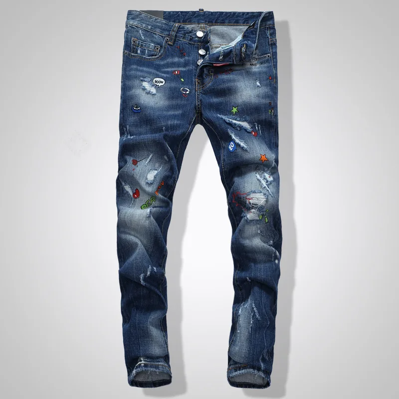 Рваные джинсы для мужчин скинни на молнии DSQ D2 1 заказ|Мужские джинсы| |